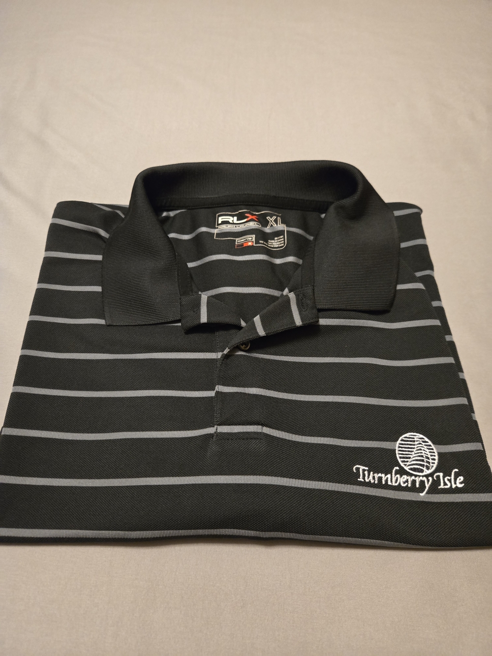 Ralph Lauren Black Polo with Gray Stripes